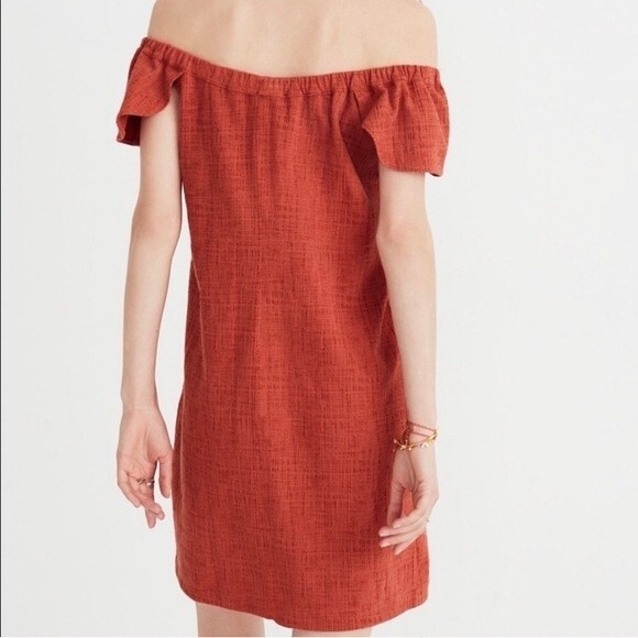 Madewell Texture & Thread Off-The-Shoulder Dress Size Medium - Picture 2 of 16